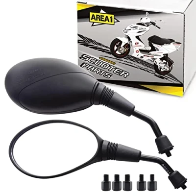Afbeelding van Area1 Achteruitkijkspiegelset voor scooter (rechts en links) ATV Quad 2 x M8 rechts + 1 linkse schroefdraad, compatibel met Explorer GY6 AGM Yiying TGB (EL22)