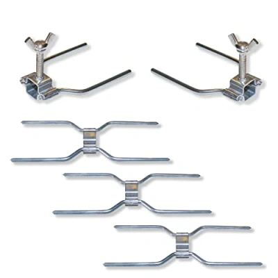 Afbeelding van GOLDMAN SERVICE Kip Rotisserie Spiesenset Staal Professionele Grill Vork Gereedschap Universele Vervanging met 3 Centrale Dubbele 2 Zijklemmen Schroeven