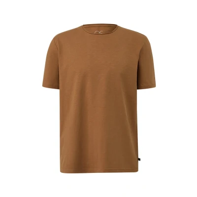 Afbeelding van QS MIT Rollkante UND Flammgarnstruktur Tshirt basic, Heren, Maat: Large, Sandstein
