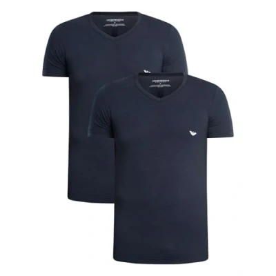 Afbeelding van Emporio Armani 2P V hals shirts stretch blauw S