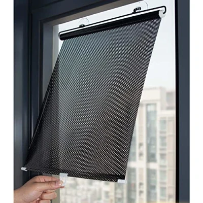 Afbeelding van Verduisterend rolgordijn voor ramen, rolgordijn, zonwering, 40 x 60 / 58 125 cm, intrekbaar, draagbaar, verduisteringsgordijnen zonder boren, met zuignap, 68 cm