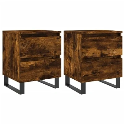 Afbeelding van Nachtkastjes 2 st 40x35x50 cm bewerkt hout gerookt eikenkleurig