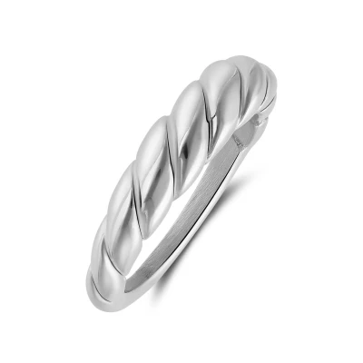 Afbeelding van Lucardi Dames Stalen Ring draai 5,5mm Staal Zilver 18 / 57 mm
