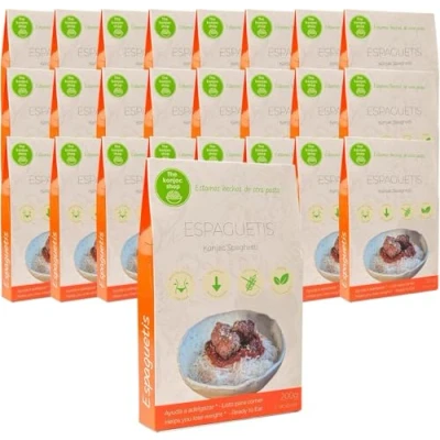 Afbeelding van The Konjac Shop Spaghetti 200 g Shirataki glutenvrij caloriearm en koolhydraatarm geschikt voor veganisten (25 stuks)