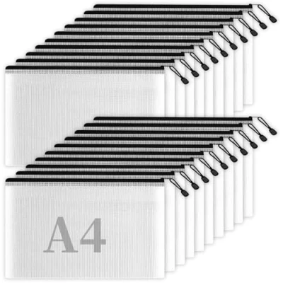 Afbeelding van 20 stuks A4 documententas, pvc mesh, transparant, documentenmap, waterdicht, kunststof tas, ritssluiting, voor reizen, kantoor, ritssluiting