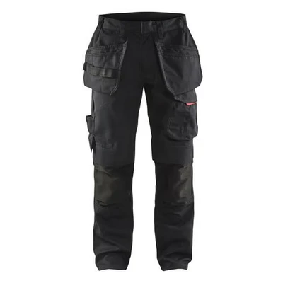 Image de Pantalon services stretch avec poches flottantes noir/rouge