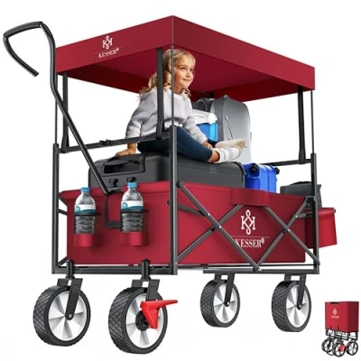 Afbeelding van KESSER® Bolderkar opvouwbaar Bolderwagen tot 100 kg draagvermogen Strandkar met massieve banden Transportkar Marineblauw