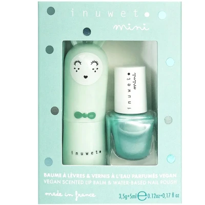 Afbeelding van Inuwet giftset nagellak en lippenbalsem duo aqua