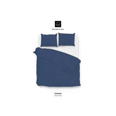 Afbeelding van Dekbedovertrek Satinado Evening Blue Lits jumeaux (240x200/220 cm) Katoen satijn Effen Blauw Zo!Home Ga naar