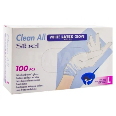 Afbeelding van Sibel Latex Wegwerphandschoenen Wit Gepoederd Maat L 100 Stuks