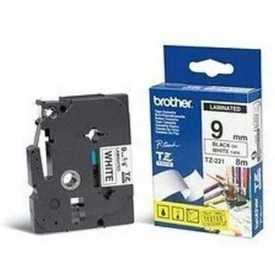 Afbeelding van Brother TZe 221 Tape Zwart op wit (9 mm)