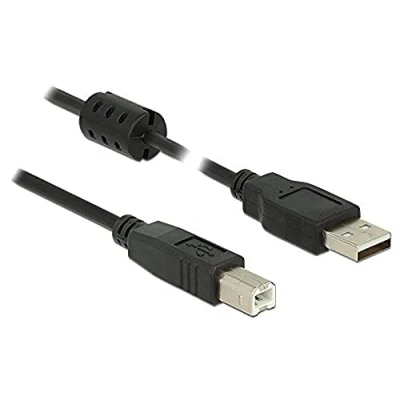 Afbeelding van Delock USB kabel 2.0 A stekker, B stekker 5.00 m Zwart Met Ferrietkern 84899