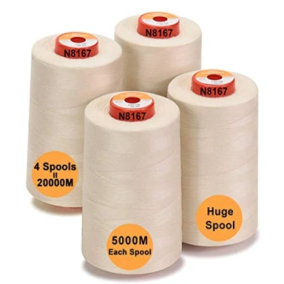 Afbeelding van New brothread 28 opties 4 grote kegel van 5000 m voor alle doeleinden polyester 40S/2 (Tex27) naaien, quilten, patchwork, overlock Cream