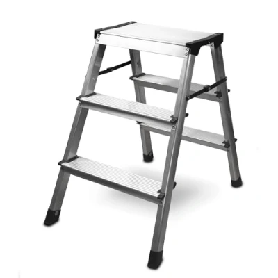 Afbeelding van siwitec trapladder 2 x 3 treden, aluminium opvouwbare trede, lichtgewicht ladder aan beide zijden toegankelijk, huishoudtrap belastbaar tot 150 kg, TÜV gecertificeerd