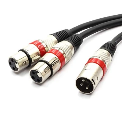 Afbeelding van SiYear Hoge kwaliteit XLR Mannelijk naar 2 x Phono RCA Plug Adapter Y Splitter Patch kabel, 1 Mannelijke 3 Pin Dual Stereo Audio Kabel Connector (1,5 Meter) XLRM 2XLRF