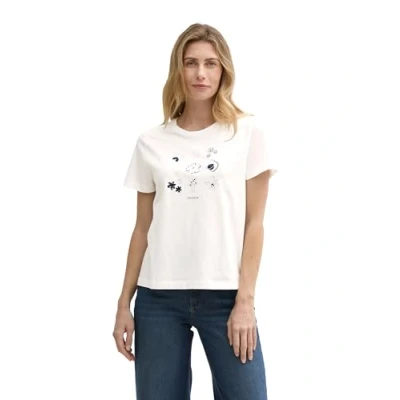 Image de TOM TAILOR T shirt basique pour femme en coton biologique, 10320 Soft Clear White, L