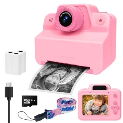 Afbeelding van Instant camera voor kinderen, met bedrukt papier, videocamera, verjaardagscadeau, kerstcadeau speelgoed vanaf 3, 4, 5, 6, 8, 7, 9, 10, 11, 12 jaar, meisjes, jongens