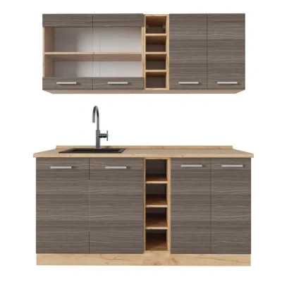 Afbeelding van Vicco Eenpersoonskeuken R Line, Edel grijs/gouden eik, 160 cm zonder werkblad