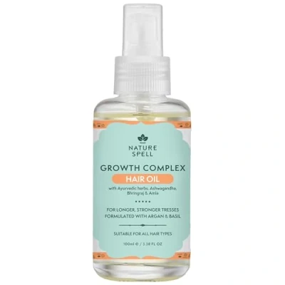 Afbeelding van Nature Spell 100 ml haargroeiolie voor droog en beschadigd haar, met ayurvedische kruiden, bevordert gezonde haargroei, geschikt alle haartypes, 100% veganistisch, gemaakt in Groot Brittannië