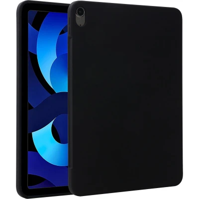 Afbeelding van Accezz Tablet Hoes Geschikt voor iPad Air 4 (2020) /iPad 11 inch (2024) M2 / 5 (2022) Liquid Silicone Backcover met penhouder Zwart