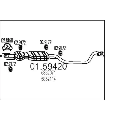 Afbeelding van MTS 01.59420 Middendemper 1790 OPEL: Zafira A