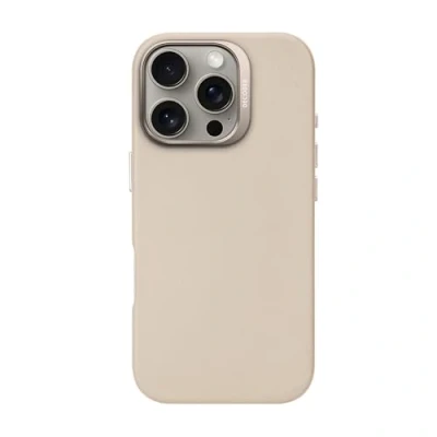 Afbeelding van DECODED Leren Hoesje voor iPhone 16 Pro Gemaakt van Premium ECCO Leer Geschikt MagSafe Clay Beige