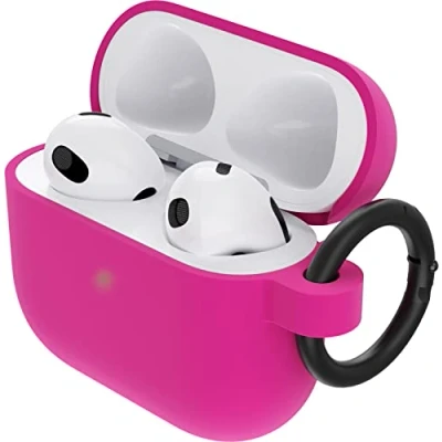 Image de OtterBox Étui pour écouteurs sans fil toucher doux polycarbonate, caoutchouc synthétique charlotte aux fraises (rose) Apple AirPods (3ème génération)