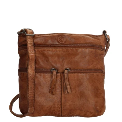 Afbeelding van Hide &amp; Stitches Paint Rock Schoudertas Cognac 100% Leer