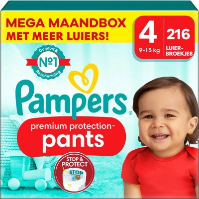 Afbeelding van Pampers Premium Protection Pants Maat 4 Mega Maandbox 216 stuks 9/15 KG