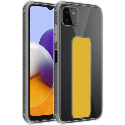 Afbeelding van Cadorabo Hoesje geschikt voor Samsung Galaxy A22 5G in GEEL Beschermhoes gemaakt van flexibel TPU silicone Cover Case met houder en standfunctie