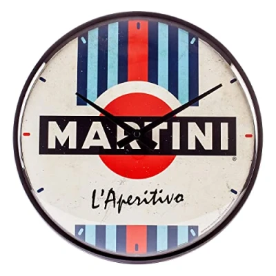Afbeelding van Martini L&#039;Aperitivo Racing Stripes. Wandklok Ø 31 cm en 6 dik.