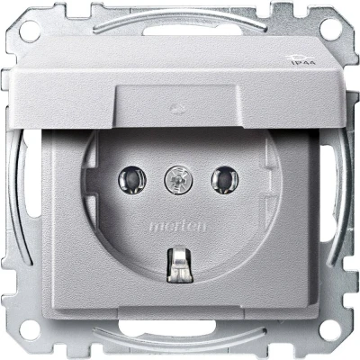 Afbeelding van Merten MEG2314 0460 Wandcontactdoos System M Aluminium