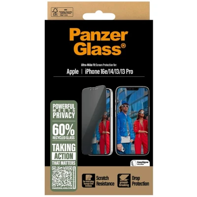 Afbeelding van PanzerGlass Screenprotector geschikt voor Apple iPhone 13 Glazen Ultra Wide Fit Privacy Case Friendly