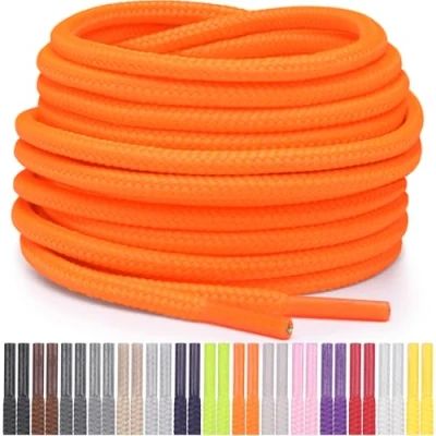 Afbeelding van Miscly Ronde veters voor schoenen, sneakers en laarzen, verkrijgbaar in verschillende lengtes kleuren, Neon Oranje