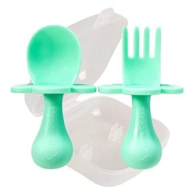 Afbeelding van Grabease baby en peuterlepels, zilverwerk gebruiksvoorwerpen, BPA ftalaatvrij, 1 set, mint