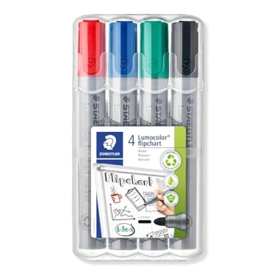 Afbeelding van Staedtler Lumocolor 356 WP4 marker met Box, verschillende kleuren, 4 stuks