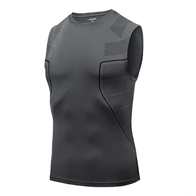 Afbeelding van AMZSPORT Compressiehemd voor heren, mouwloos, sneldrogend, gymnastiekvest, basislaag van het hardloopshirt, 111006 grijs