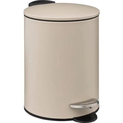 Afbeelding van 5Five kleine pedaalemmer metaal beige 3L 16 x 25 cm Badkamer Badkamer/toilet