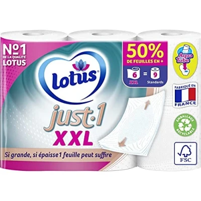 Afbeelding van Lotus Just.1 XXL 5 laags toiletpapier 6=9 rollen (wit) 3 stuks