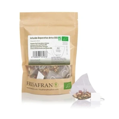 Afbeelding van FRISAFRAN Biologische detoxzuiverende infusie in piramiden Spijsvertering Ontstekingsremmend 30 Uds