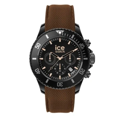 Afbeelding van ICE Watch Chrono Black Brown Zwart herenhorloge met siliconen band 020625 (Large)