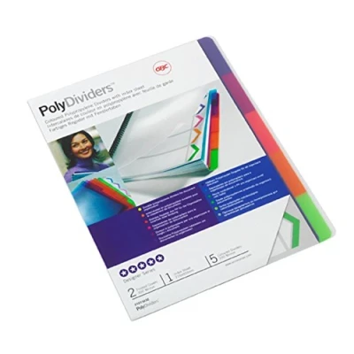 Image de GBC Intercalaires en plastique PolyDividers, Format A4, PP, 5 positions