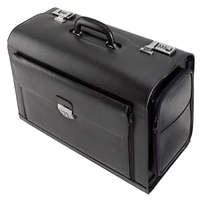Image de Juscha JU 45057 Pilot Case Alassio Verona Cuir Véritable Noir