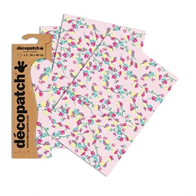 Afbeelding van Décopatch 3 vellen pastelroze papier 30 x 40 cm Voor gebruik met lijm en vernis Décopach Ref. C747O Roze