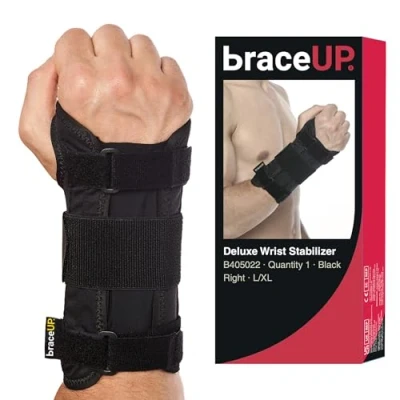 Image de BraceUP Attelle de poignet pour le canal carpien en métal soutien la Main et du soulagement douleur arthritique tendinite (L/XL, droite)