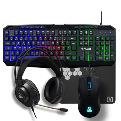 Afbeelding van The G Lab Combo Natrium 4 in 1 gaming toetsenbord AZERTY USB, RGB, 19 anti ghosting toetsen, muis 6400 dpi, headset en muismat PC/PS4/PS5/XBOX