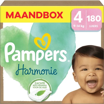Afbeelding van Pampers Harmonie Maat 4 Maandbox 180 stuks 9/14 KG