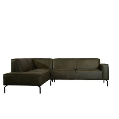 Afbeelding van Bronx71® Industriële hoekbank Kansas eco leer olijfgroen links