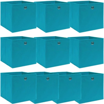 Afbeelding van Opbergboxen 10 st 32x32x32 cm stof babyblauw