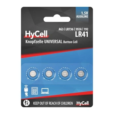 Afbeelding van HyCell Knoopcel LR41 1.5 V 4 stuk(s) 30 mAh Alkaline AG3